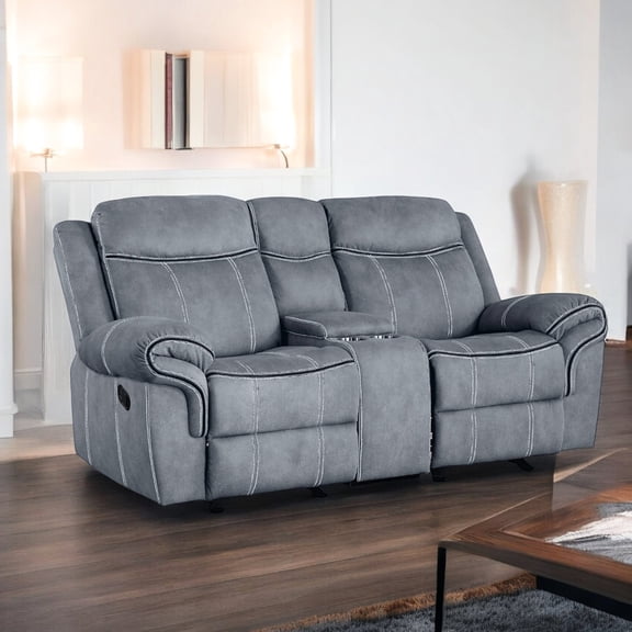 Gray Velvet - Glider & Motion Reclining - Living Room - Comfortable Seating with USB Charging