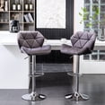 thumbnail image 1 of Gray Velvet Mid - Back Diamond Tufted Swivel Barstools for Outdoor Bar (Under Cover) Provide Comfort, 1 of 7