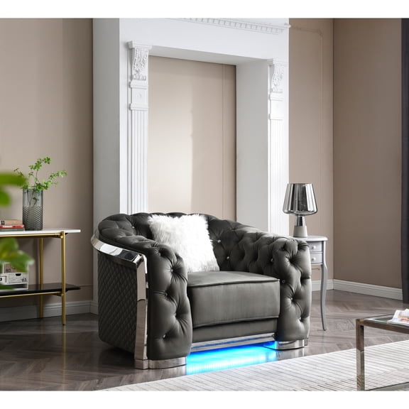 Gray Velvet with Flared Arms - Comfort - centered Design - Game Room / Makes Gaming More Enjoyable