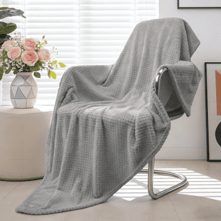 Throw Blankets, Faux Fleece Throws for Couch Bed, 3D Waffle Jacquard Decorative Blankets, Cozy Soft Lightweight Fuzzy Flannel Blanket Suitable for All Seasons