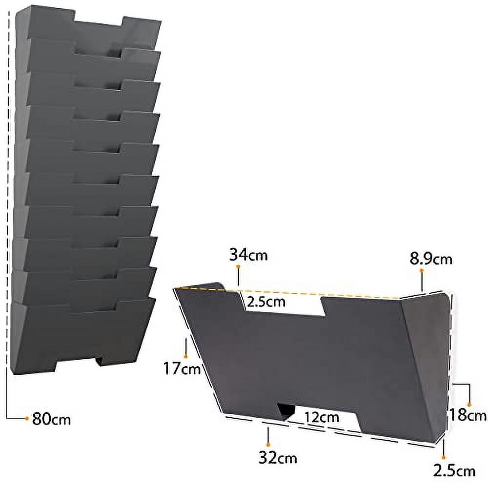 Wall Mounted File Storage Rack Gray Wall Mount Steel Vertical File Organizer Holder Rack 10 Sectional ...