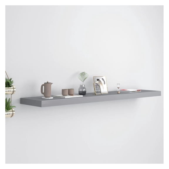 Gray Wall Shelf 47.2x9.3x1.5", Floating Shelves for Living Room, Bedroom - Modern MDF Display Shelf with Invisible Mounting System, 22lb Capacity Grey