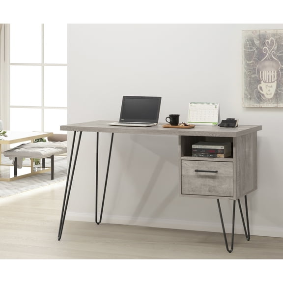 Gray Wash Storage Desk | Used for Organizing Documents | MDF and Metal Combination | Saves Room and Is Easy to Manage