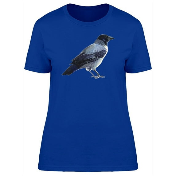 Gray Watercolor Raven Bird T-Shirt Women -Image by Shutterstock, Female Small