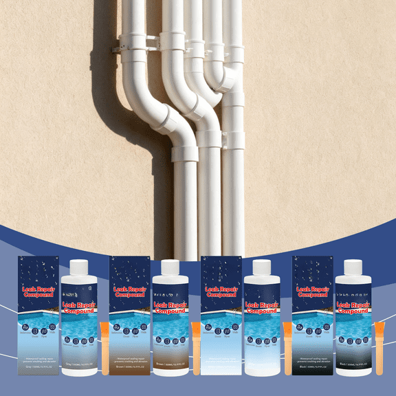 Gray Waterproof Leak Repair Adhesive, Sealant Compound, Pool Repair, Ornament Repair, Water Leak Fix, 500G Formula with 1 Included Application Brush for Long Lasting Permanent