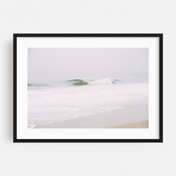 Gray Wave - Malibu California Photography Ocean Waves Beach Coastal Minimalist Seascape Nature Black Framed Wall Art Print 5 x 7 inches