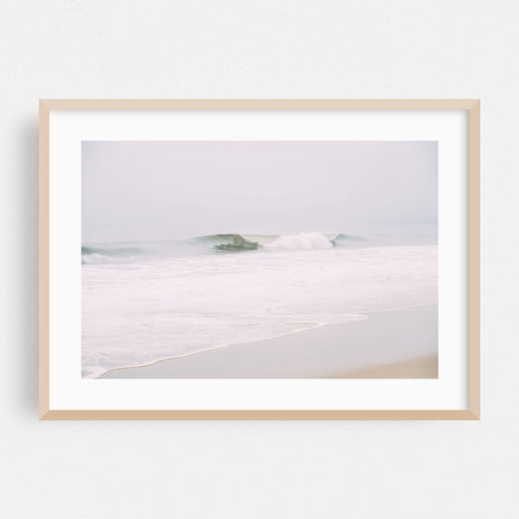 Gray Wave - Malibu California Photography Ocean Waves Beach Coastal Minimalist Seascape Nature Oak Framed Wall Art Print 5 x 7 inches
