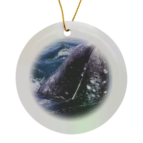 3drose, Gray Whale in San Ignacio Lagoon, Eschrinchtius Robustus, Baja California, Mexico, Circle Porcelain Ornament