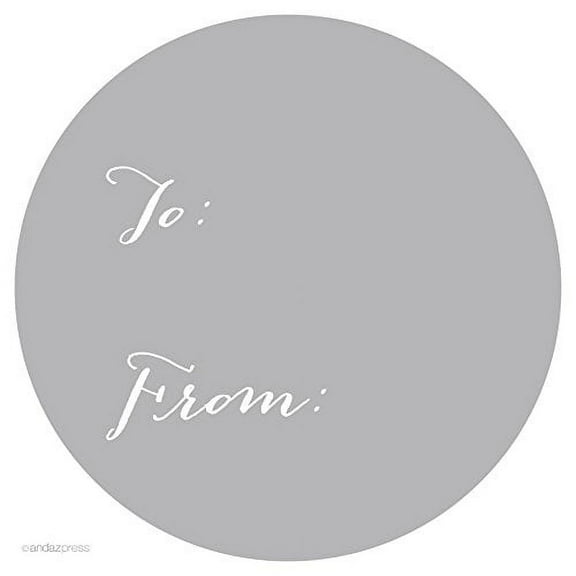 Gray Whimsical To/From Circle Gift Labels, 40-Pack