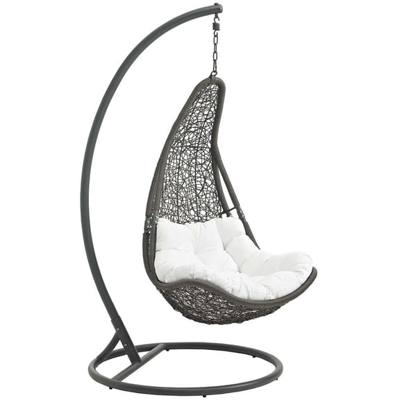 Modway Abate Steel and Rattan Outdoor Patio Swing Chair in Gray/White