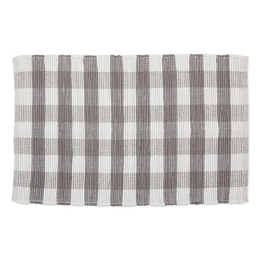 Gray & White Buffalo Check Rag Rug, 26 x 40 cm