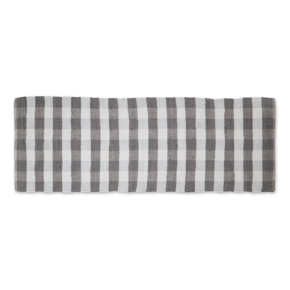 72" Gray and White Buffalo Check Rag Rectangular Rug
