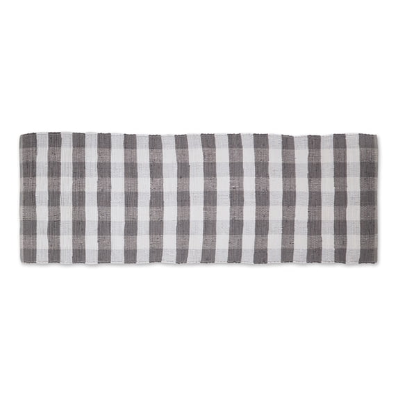 72" Gray and White Buffalo Check Rag Rectangular Rug