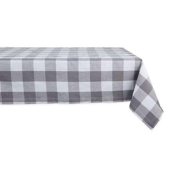 Gray & White Buffalo Check Tablecloth 60x104