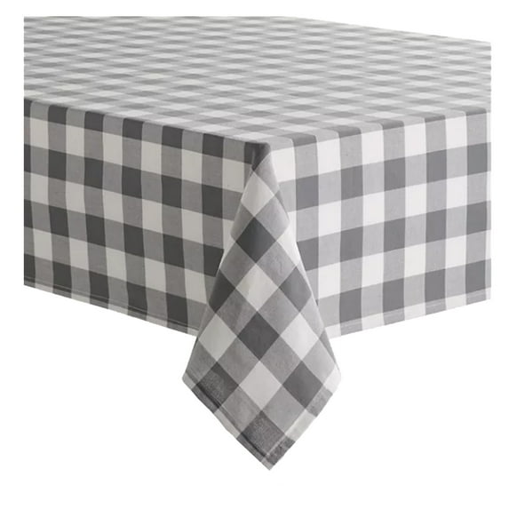 Gray White Buffalo Plaid Tablecloth Food Network (70 Round)