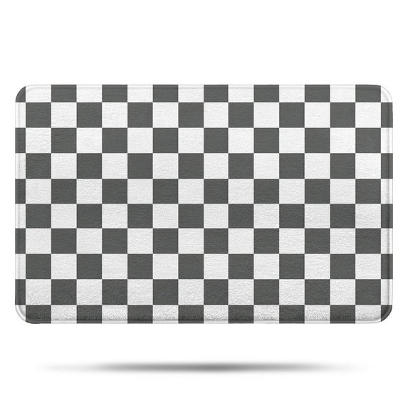 Gray and White Checkerboard Checkered Pattern Bathroom Rugs Mat,Non Slip Microfiber Bathroom Rug,Rubber Backing,Soft Bathroom Mats for Bathroom Floor,Tub and Shower,17x27in(43x68cm)