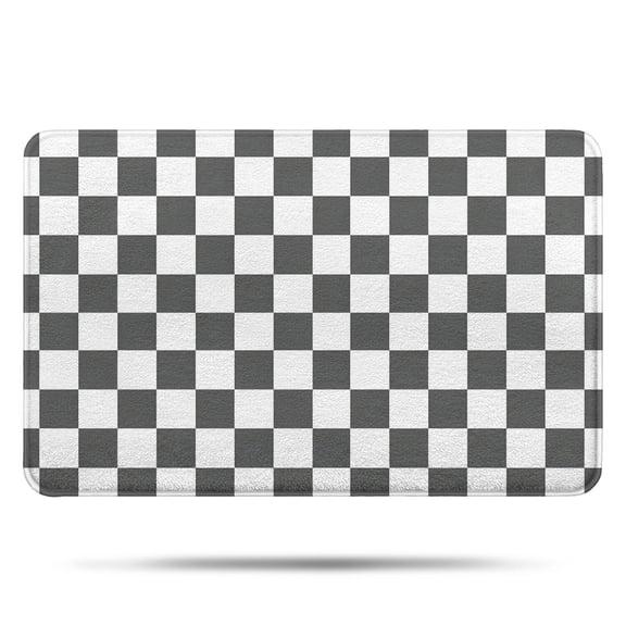 Gray and White Checkerboard Checkered Pattern Bathroom Rugs Mat,Non Slip Microfiber Bathroom Rug,Rubber Backing,Soft Bathroom Mats for Bathroom Floor,Tub and Shower,17x27in(43x68cm)