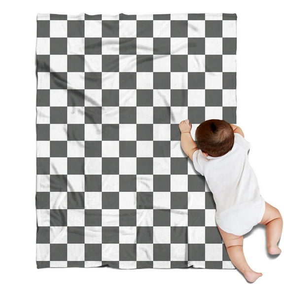 Gray and White Checkerboard Checkered Pattern Blanket,Comfortable Soft Flannel Throw Blanket,All Season,Warm Lightweight Blankets for Sofa Bed Couch Living Room Chair,30"x40"