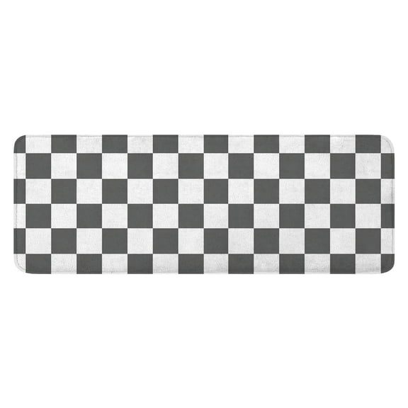 Gray and White Checkerboard Checkered Pattern Kitchen Rug Mat,Kitchen Runner Rugs Non Skid Washable,Decorative Kitchen Floor Mats for Kitchen,Sink,Laundry,17"x47.2"