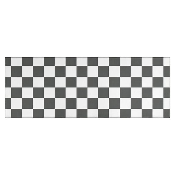 Gray and White Checkerboard Checkered Pattern Kitchen Rug Mat,Kitchen Runner Rugs Non Skid Washable,Decorative Kitchen Floor Mats for Kitchen,Sink,Laundry,17"X47"
