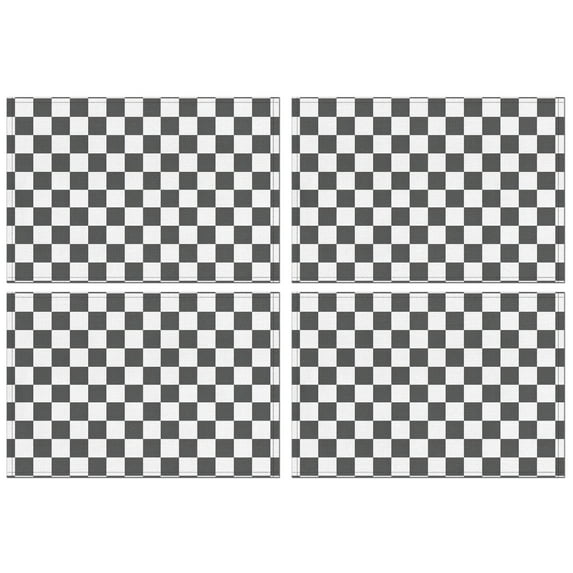Gray and White Checkerboard Checkered Pattern Summer Placemats Table Placemats Set Of 4-Linen Kitchen Washable Placemats Table Mats 11.8"x17.7" Non-Slip Heat Resistant