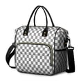 thumbnail image 1 of Gray and White Checkered Pattern Insulated Leakproof Lunch Box for Women, Large Lunch Bag for Tween Teen Adult, Loncheras Para Mujer for Work Beach Travel Picnic Camping, 1 of 2