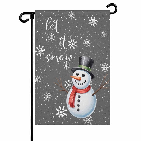 Gray White Christmas Snowman Garden Flags for Outside Let It Snowflake Winter Double Sided Yard Flags Outdoor House Decoration, Small 12X18 Inch,