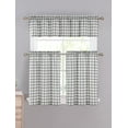 thumbnail image 1 of Gray & White Cotton Blend Gingham Tartan Country Plaid Kitchen Curtain Set, 1 of 1