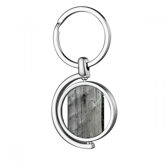 Gray-White Cracked Trunk Art Deco Fashion Rotating Keychain Metal Keyring Holder