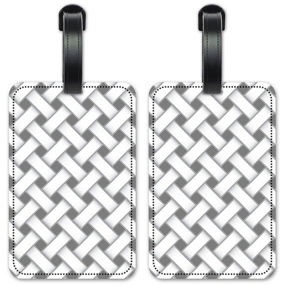Gray & White Cross Hatch - Luggage ID Tags / Suitcase Identification Cards - Set of 2