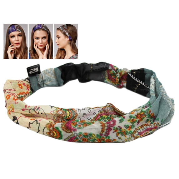 Gray/White Fade Wild Girl Headband With Floral Design