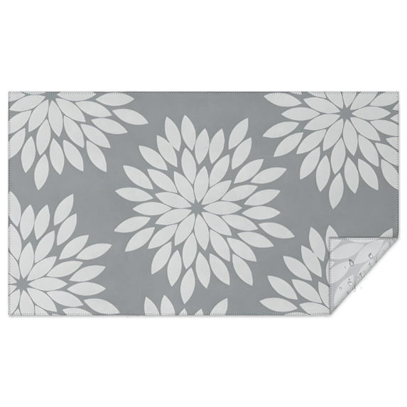 Gray and White Floral Pattern Rectangle Tablecloth 60"x102",Waterproof Polyester Rectangle Table Cloth, Wipeable Spillproof Polyester Tablecloth for Dining, Camping, Indoor and Outdoor