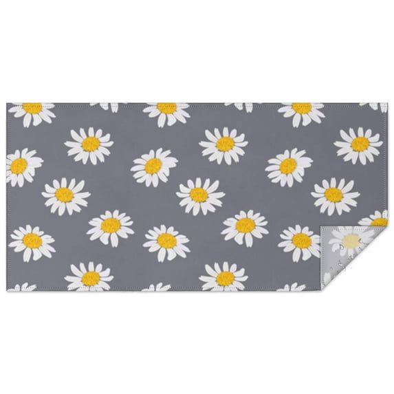 Gray White Flower Pattern Rectangle Tablecloth 60"x120",Waterproof Polyester Rectangle Table Cloth, Wipeable Spillproof Polyester Tablecloth for Dining, Camping, Indoor and Outdoor