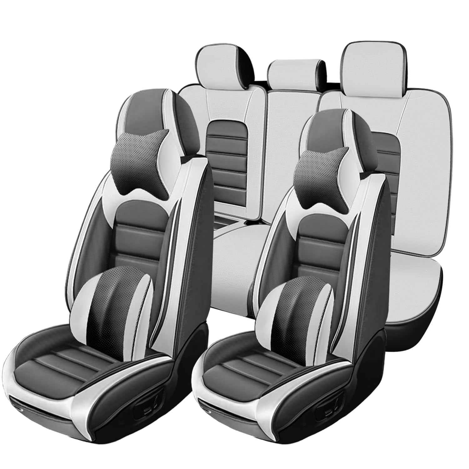 Gray+White(Front and Rear Seats)Fit for 98% Lexus Models Leather ...