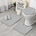 thumbnail image 1 of Gray and White Geometric Lattice Pattern Bathroom Rugs Sets 3 Piece,Toilet Cover Set,Absorbent Non Slip Bathroom Mats Sets with U-Shaped Contour Rug Toilet Rug Set, 1 of 5