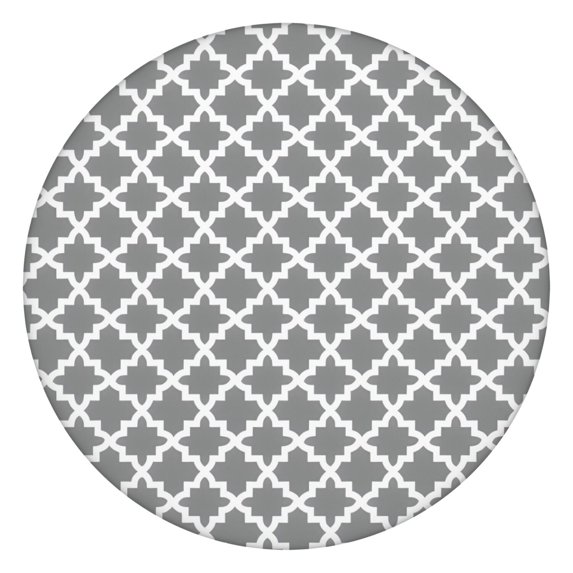 Gray and White Geometric Lattice Pattern Round Fitted Tablecloth with Elastic Edge,Dining Table Cover Waterproof,Outdoor Round Tablecloth for Camping,Dining,Indoor and Outdoor
