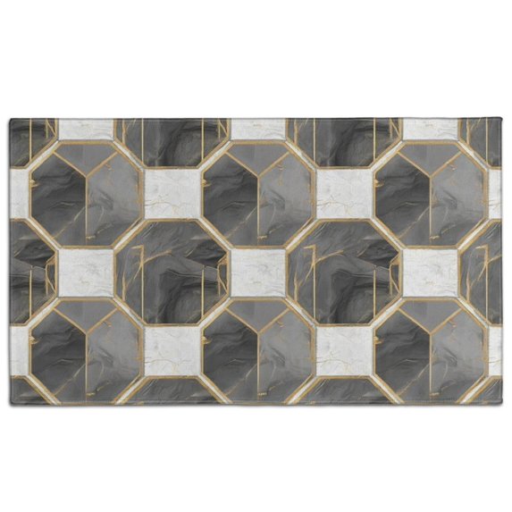Gray White Gold Marble Pattern Door Rugs,Washable Non Slip Door Mats Indoor,Decorative Door Mats,Entry Mat Indoor for Entrance,Bedroom,Kitchen,Bathroom,17"x30"