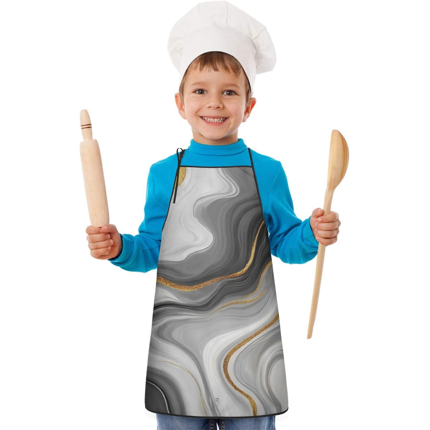 Gray White Gold Marble Pattern Kids Aprons for Girls and Boys ...