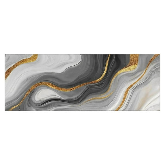 Gray White Gold Marble Pattern Kitchen Rug Mat,Kitchen Runner Rugs Non Skid Washable,Decorative Kitchen Floor Mats for Kitchen,Sink,Laundry,17"X47"