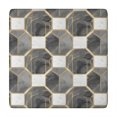 thumbnail image 1 of Gray White Gold Marble Pattern Square Fitted Tablecloth with Elastic Edge,Square Table Cover,Washable Elastic Table Cover for Home Kitchen Party Decor 34"x34", 1 of 6