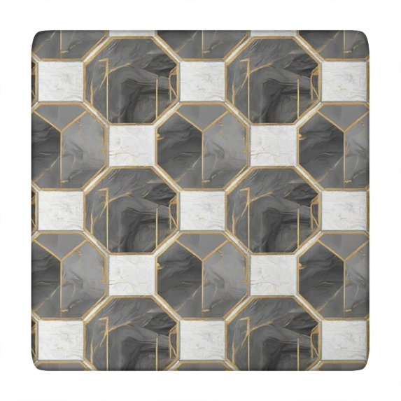 Gray White Gold Marble Pattern Square Fitted Tablecloth with Elastic Edge,Square Table Cover,Washable Elastic Table Cover for Home Kitchen Party Decor 34"x34"