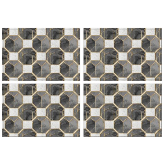 Gray White Gold Marble Pattern Summer Placemats Table Placemats Set Of 4-Linen Kitchen Washable Placemats Table Mats 11.8"x17.7" Non-Slip Heat Resistant