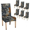 thumbnail image 1 of Gray White Gold Yellow Pattern Ink Acrylic Chair Covers,Chair Covers for Dining Room Set of 6,Spandex Stretch Dining Room Chair Cover,Removable Kitchen Parsons Chair Covers Seat Slipcovers, 1 of 6