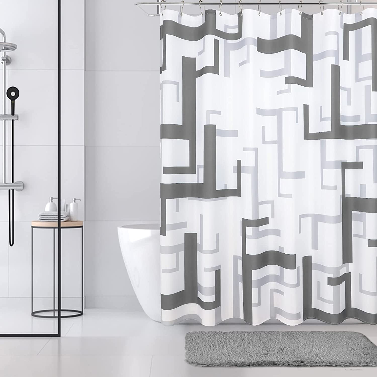 Gray White Shower Curtainnull
