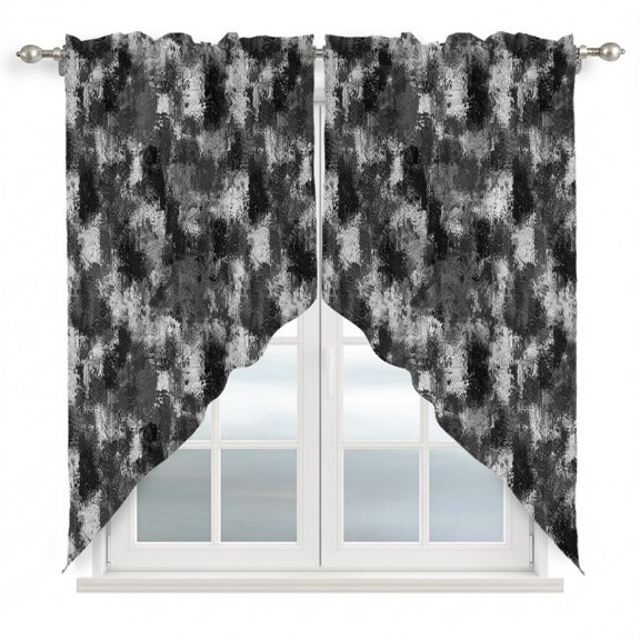 Gray White Ink Splatters Swag Valances for Windows 2 Pack Abstract Minimalist Vintage Rough Texture Swag Kitchen Curtains 36 Inches Long Rod Pocket Short Window Treatment for Kitchen Bathroom 28"x36"