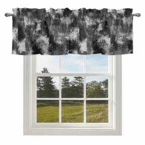 Gray White Ink Splatters Valances for Windows Abstract Minimalist Vintage Rough Texture Valance Curtains Rod Pocket Bathroom Small Window Treatments for Kitchen Living Room Bedroom, 42"x12"