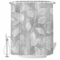 thumbnail image 1 of Gray White Leaves Plant Fabric Shower Curtain Simple Style Washable Shower Curtains for Bathroom, Waterproof Bath Curtain with Hooks Home Decor 72x72in, 1 of 8