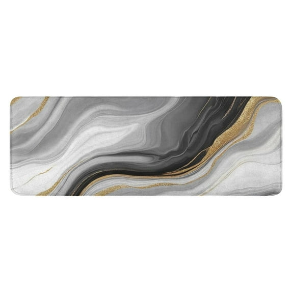 Gray White Marble Gold Wave Pattern Kitchen Rug Mat,Kitchen Runner Rugs Non Skid Washable,Decorative Kitchen Floor Mats for Kitchen,Sink,Laundry,17"x47.2"