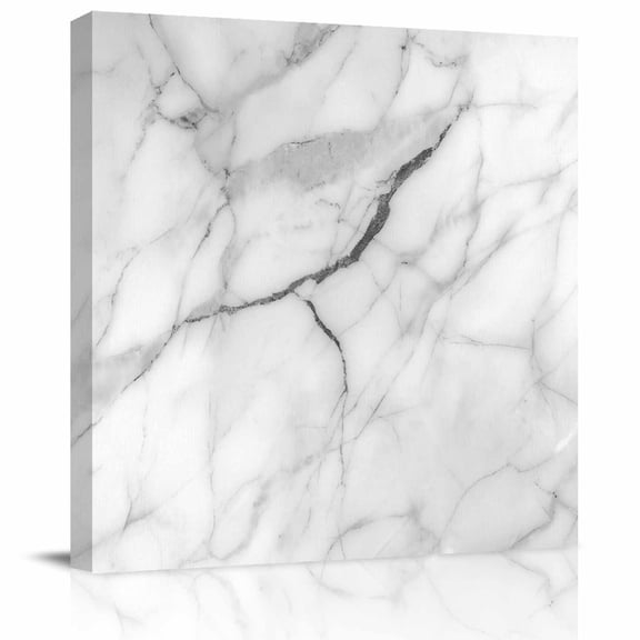 Gray White Marble Texture Canvas Artwork Painting Art, Abstract Geometric Art Square Framed Wall Decorations Prints Picture for Bedroom Kitchen Living Room, 12x12 in