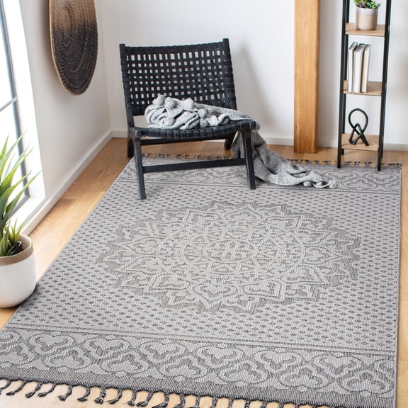 Gray/White Medallion Area Rug, Easy Maintenance and Durable - Perfect for Nursery and Dorm Room